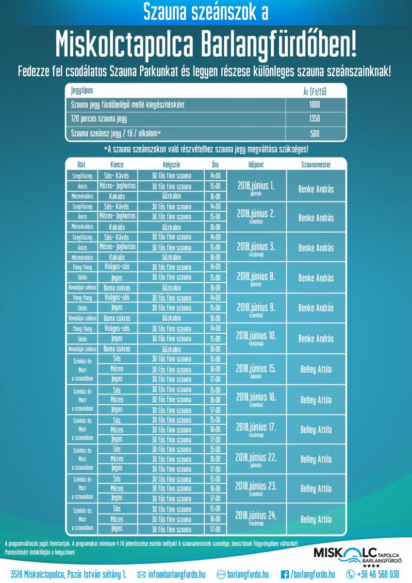 Júliusi szauna szeánszok a Miskolctapolca Barlangfürdőben!
