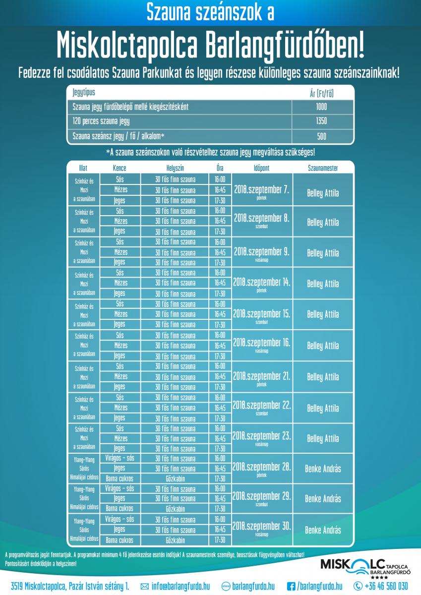 Szeptemberi szauna szeánszok a Miskolctapolca Barlangfürdőben!
