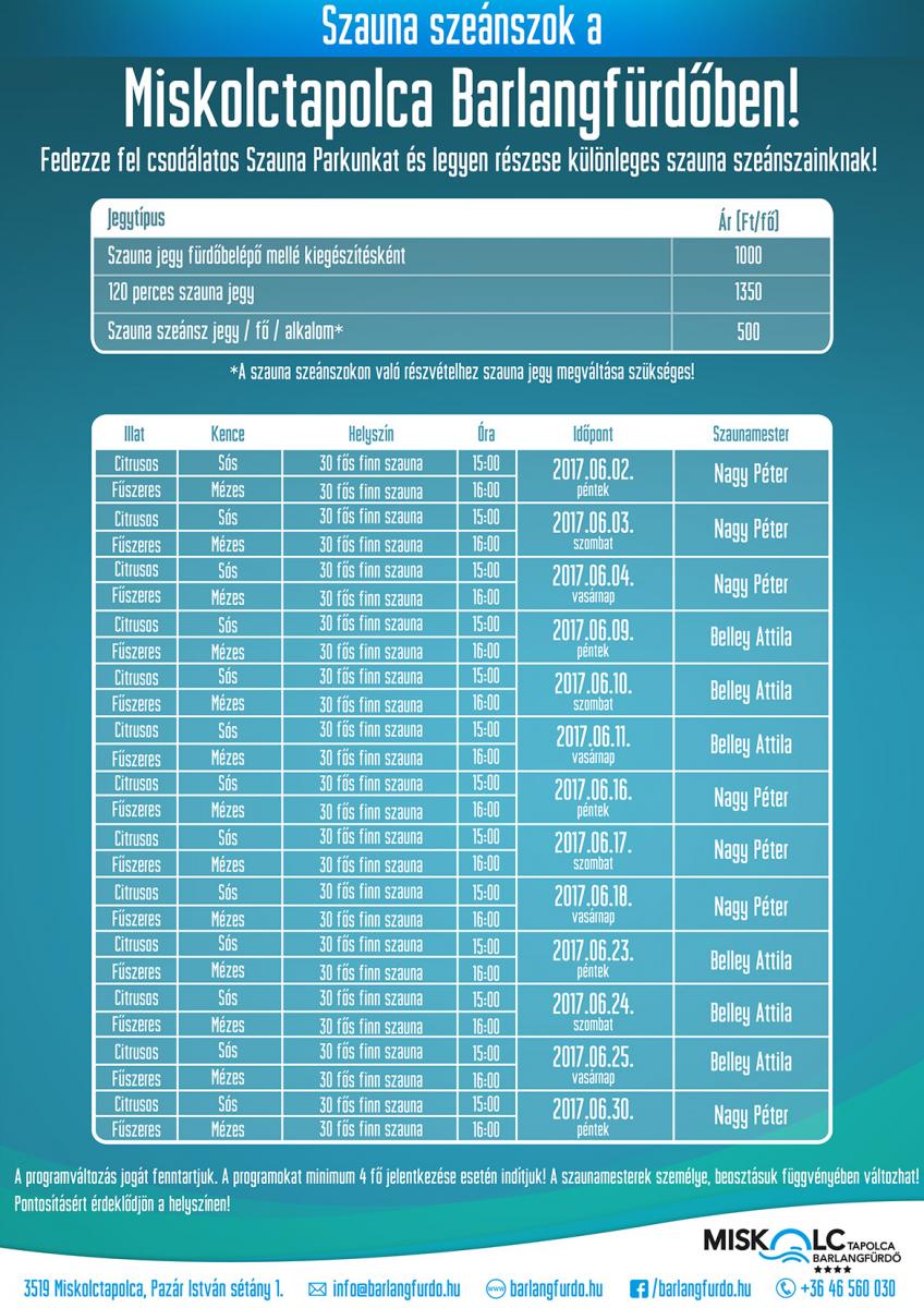 Szauna szeánszok a Miskolctapolca Barlangfürdőben! 